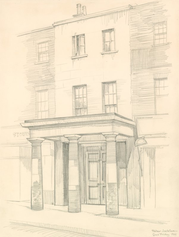 Marylebone Theatre, Lontoo, sisäänkäynti Church Streetillä, rakennettu vuonna 1837 tekijältä Peter Jackson