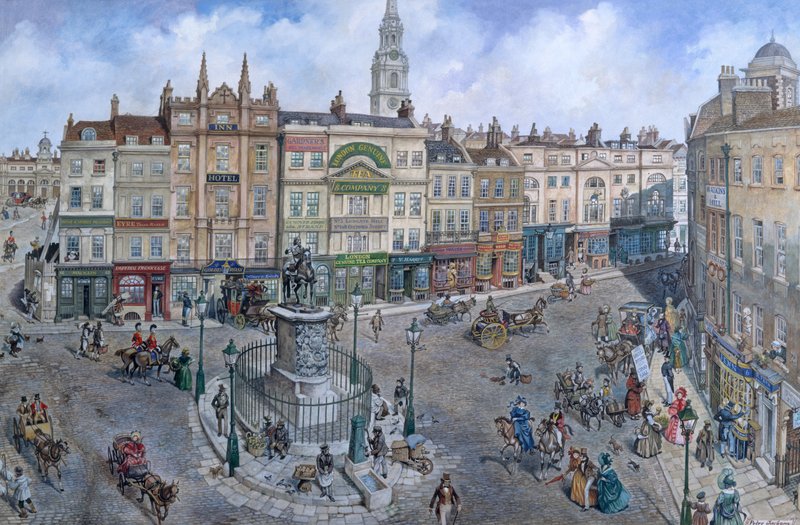 Vanha Lontoo uudelleenrakennettuna: Charing Cross noin 1830 tekijältä Peter Jackson