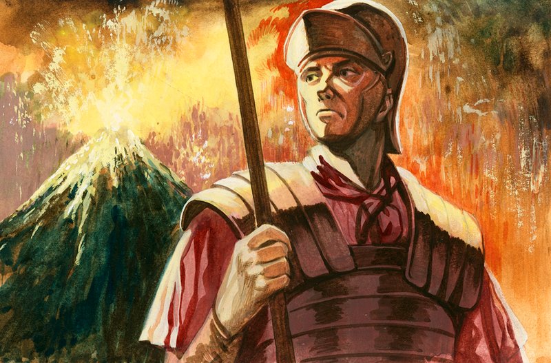 Roomalainen sotilas ja Vesuvius purkautumassa takana tekijältä Peter Jackson