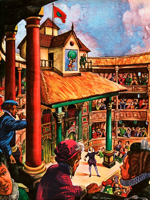 Shakespeare esiintymässä Globe-teatterissa tekijältä Peter Jackson
