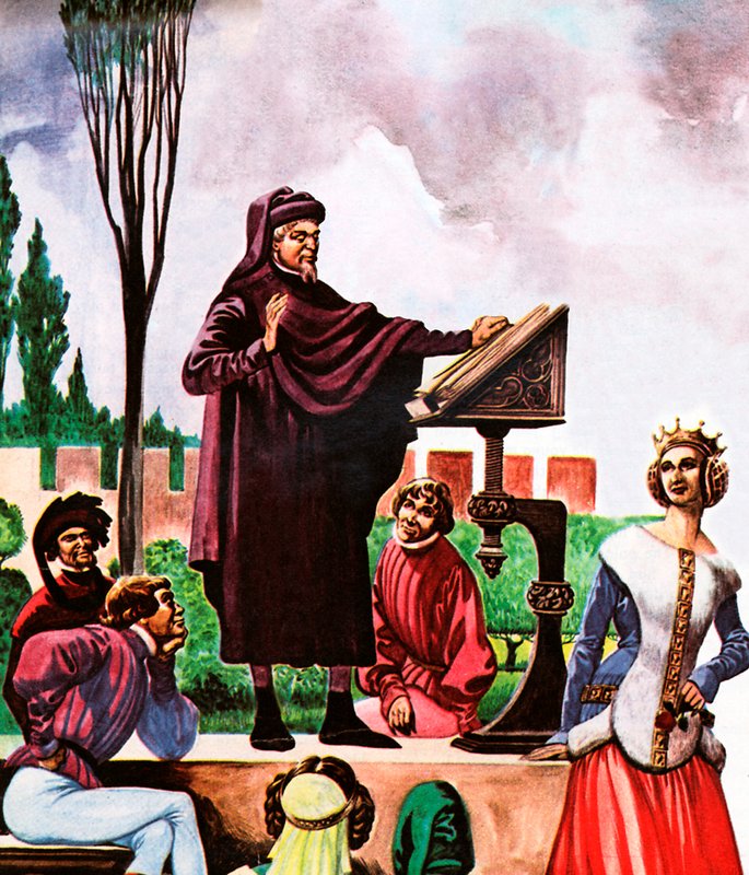 Runoilija Chaucer lukee hovissa tekijältä Peter Jackson
