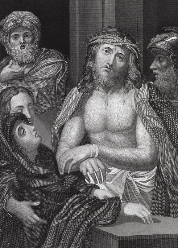 Ecce Homo, Jesaja, luku 53, v. 5 (kaiverrus). tekijältä Peter Paul (after) Rubens
