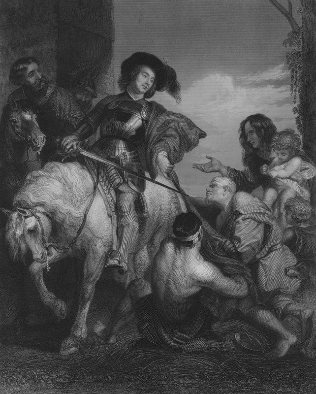 Pyhä Martin jakamassa viittaansa (kaiverrus) tekijältä Peter Paul (after) Rubens