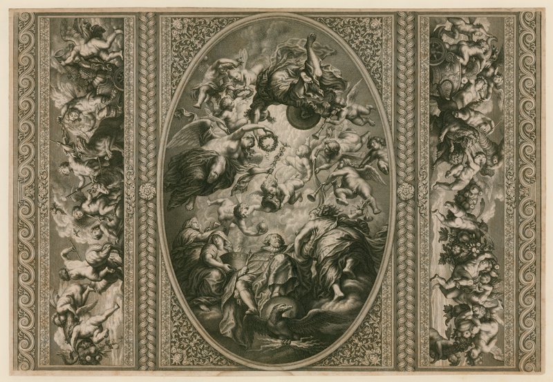 Whitehallin juhlatalon katto tekijältä Peter Paul Rubens