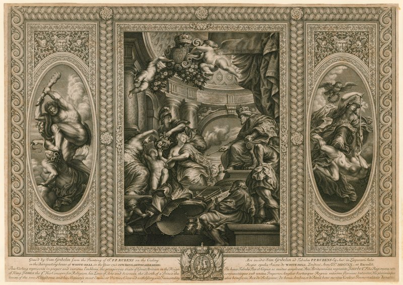Whitehallin juhlatalon katto tekijältä Peter Paul Rubens