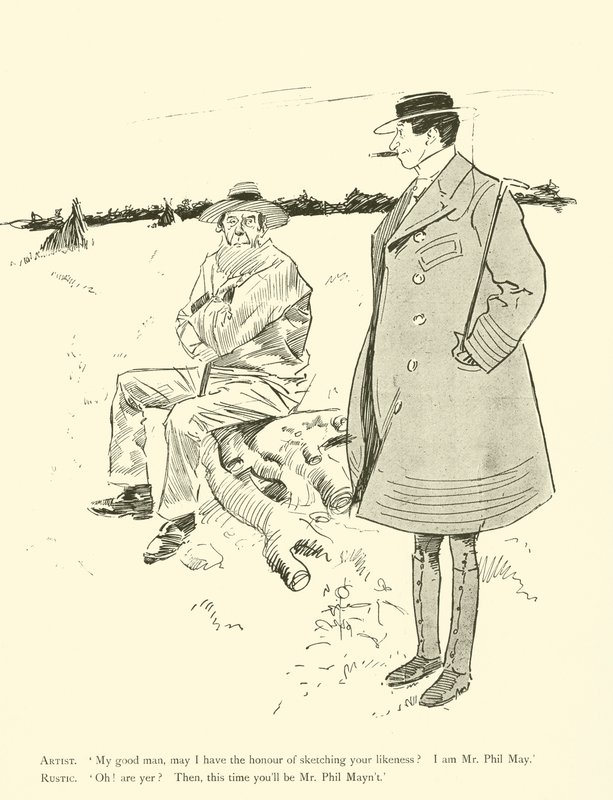 Phil Mayn sarjakuva 1890-luvulta (litho) tekijältä Phil May