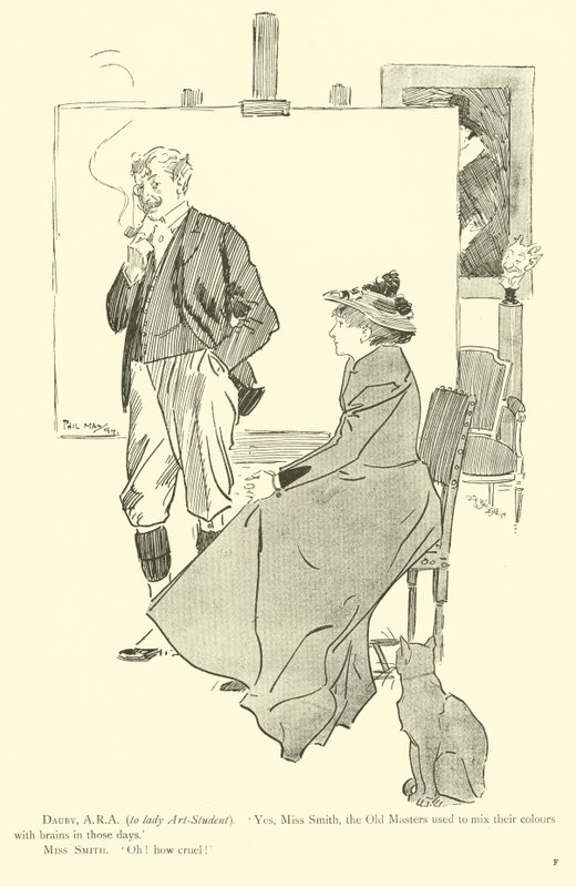 Phil Mayn sarjakuva 1890-luvulta (litho) tekijältä Phil May
