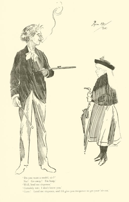 Phil Mayn sarjakuva 1890-luvulta (litho) tekijältä Phil May