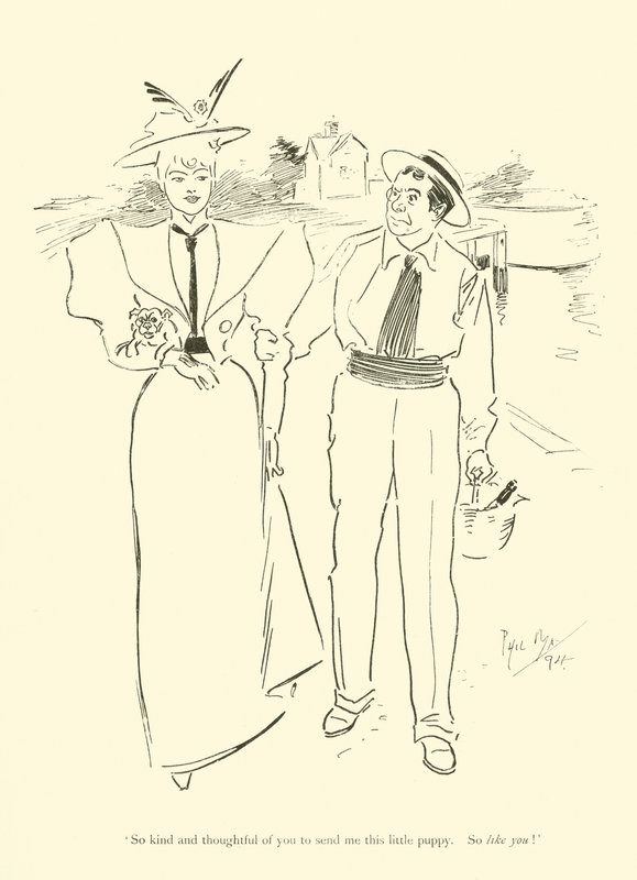 Phil Mayn sarjakuva 1890-luvulta (litho) tekijältä Phil May