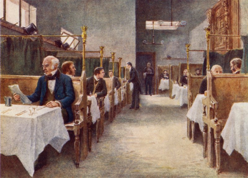 Cock Tavernin ruokasali, Fleet Street, tuhoutui 1886 tekijältä Philip Norman