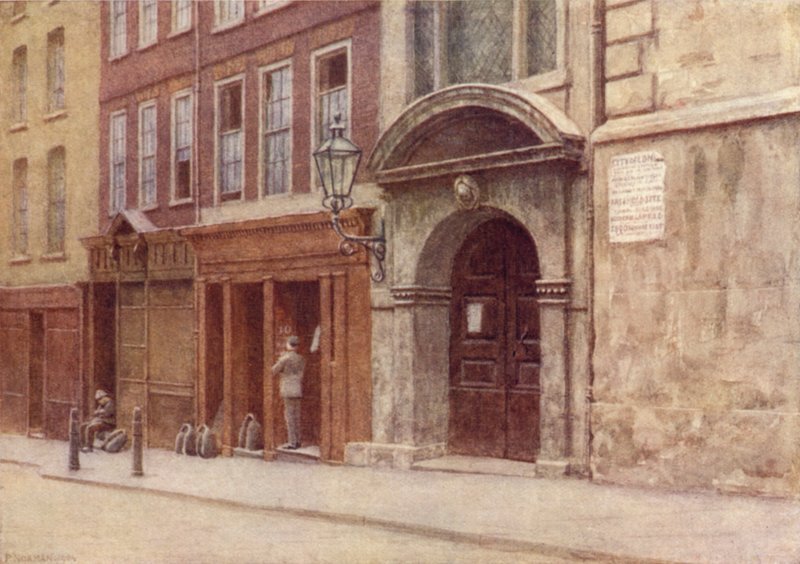 St Georgesin kirkon oviaukko, Botolph Lane, 1904 tekijältä Philip Norman