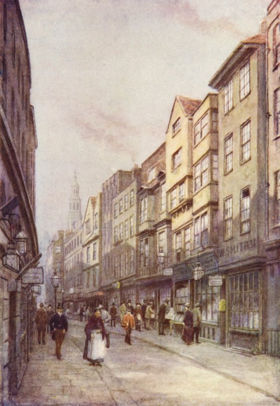 Holywell Street, Strand, katsot itään, 1900 tekijältä Philip Norman