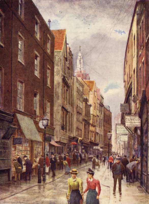 Holywell Street, Strand, katsot länteen, 1900 tekijältä Philip Norman