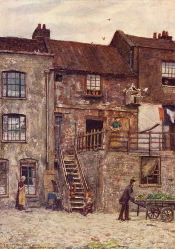 Old Houses, White Hart Innin sisäpiha, Southwark, 1884 tekijältä Philip Norman