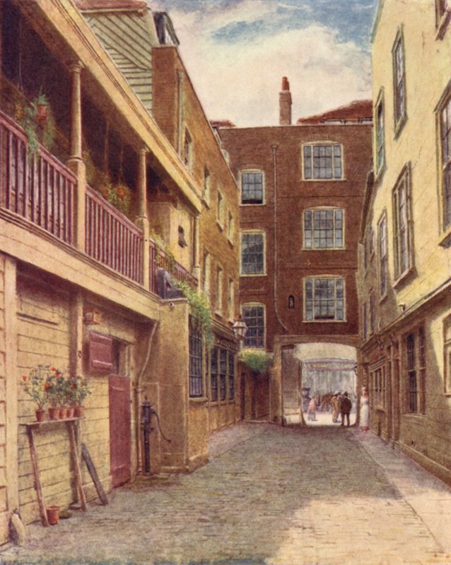 Yard of Old Bell Inn, Holborn, pohjoisesta, 1897 tekijältä Philip Norman