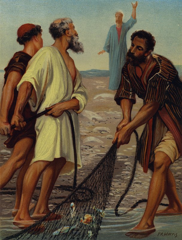 Kristus kutsuu opetuslapsia (chromolitho) tekijältä Philip Richard (after) Morris