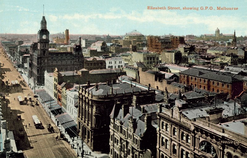 Elizabeth Street, näytetään GPO, Melbourne (värikuva) tekijältä Photographer Australian
