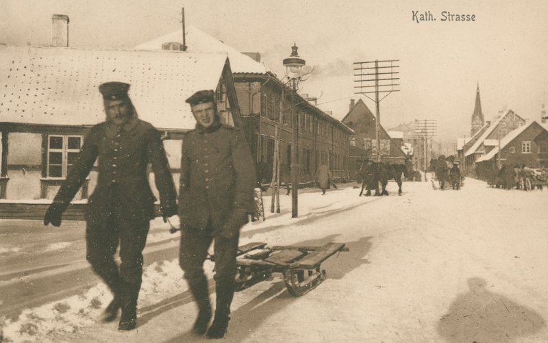 Saksan miehitti Jelgavan Latviassa ensimmäisen maailmansodan aikana (m/v kuva) tekijältä Photographer German