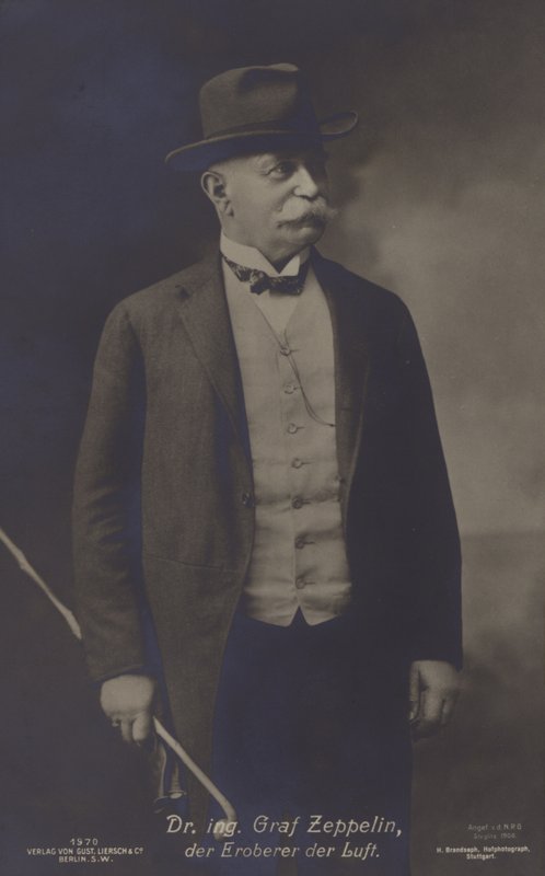 Graf Ferdinand von Zeppelin, saksalainen ilmalaivojen suunnittelija ja rakentaja (b/w kuva) tekijältä Photographer German