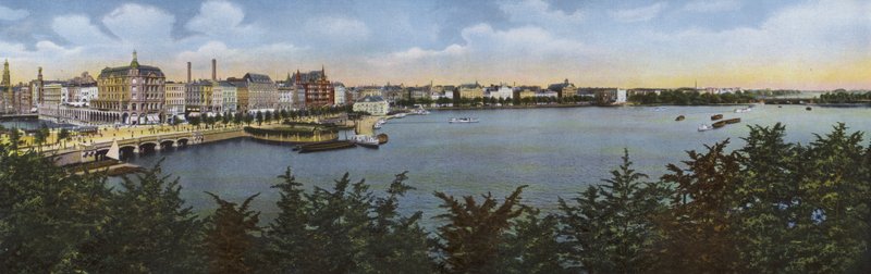 Hampuri: Panoraama vanhasta ja uudesta Jungfernstiegistä (kuva) tekijältä Photographer German