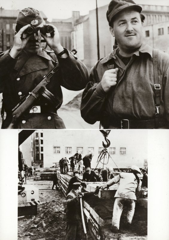 Kansallinen kansanarmeija on suojannut luotettavasti Saksan demokraattisen tasavallan ja Länsi-Berliinin välistä rajaa 13. elokuuta 1961 lähtien... (valkoinen kuva) tekijältä Photographer German