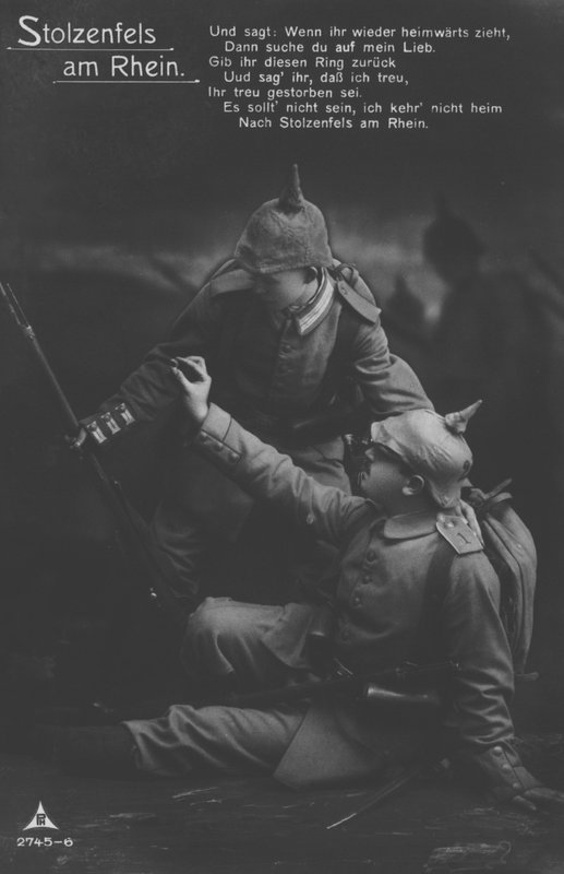 Stolzenfelsin linna Rein-joella, saksalainen isänmaallinen sotilaallinen postikortti (m/v kuva) tekijältä Photographer German
