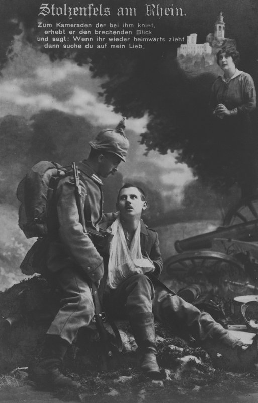 Stolzenfelsin linna Rein-joella, saksalainen isänmaallinen sotilaallinen postikortti (m/v kuva) tekijältä Photographer German