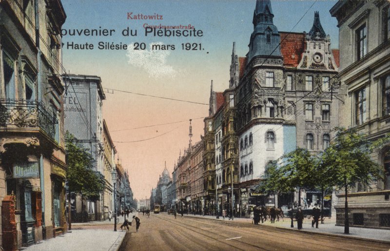 Katowice, Puola, matkamuistopostikortti Ylä-Sleesian kansanäänestyksen muistoksi 20. maaliskuuta 1921 Puolan ja Saksan välisen rajan määrittämiseksi (kuva) tekijältä Photographer German