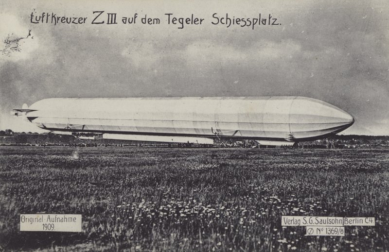 Zeppelin LZ III Tegelin ampumaradalla, Berliini (b/w kuva) tekijältä Photographer German