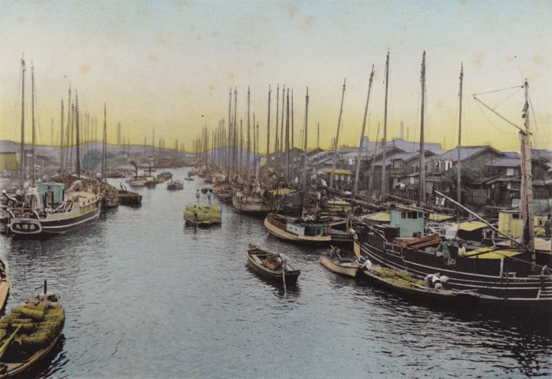 Japani, c. 1912: Ajikawa, Rier, Osaka (p hot) tekijältä Photographer Japanese