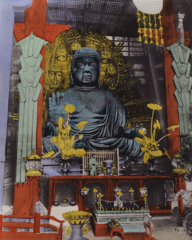 Japani, n. 1912: Japanin suurin Daibutsu on peräisin vuodelta 749 ja korkeus on 53 1/2 jalkaa ja kasvot 16 jalkaa pitkät Narassa (kuva) tekijältä Photographer Japanese