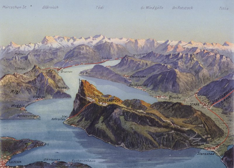 Burgenstock ja Luzernin järvi (värikuva) tekijältä Photographer Swiss