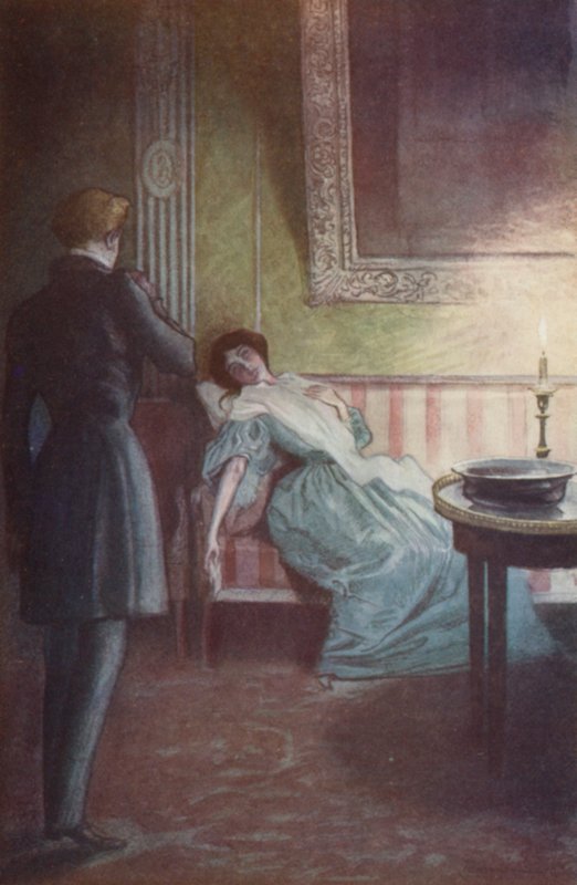 Hän makasi suurella sohvalla, toinen käsi sydämellään, toinen riippui hänen vierellään tekijältä Pierre Georges Jeanniot
