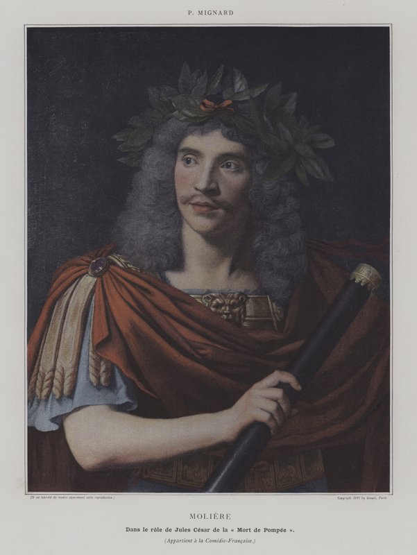 Moliere ja Jules Cesar de la "Mort de Pompee" (Moliere Julius Caesarin roolissa Pompeyn kuolemassa) (värikuva) tekijältä Pierre (after) Mignard