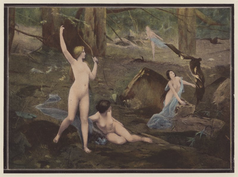 Metsästäjät (väri litho) tekijältä Pierre Bellet