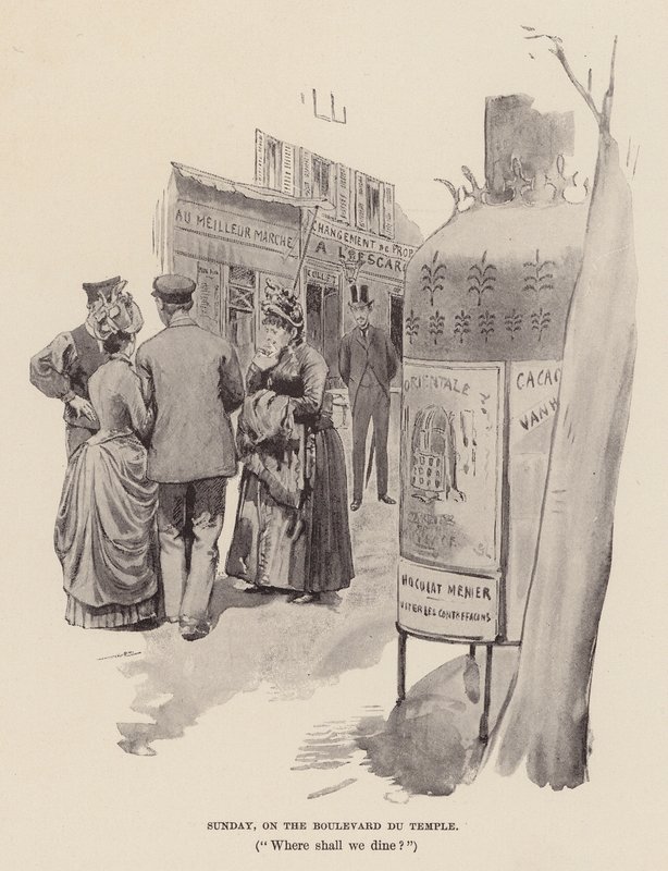 Sunnuntai, Boulevard du Temple -bulevardilla (kaiverrus). tekijältä Pierre Georges Jeanniot
