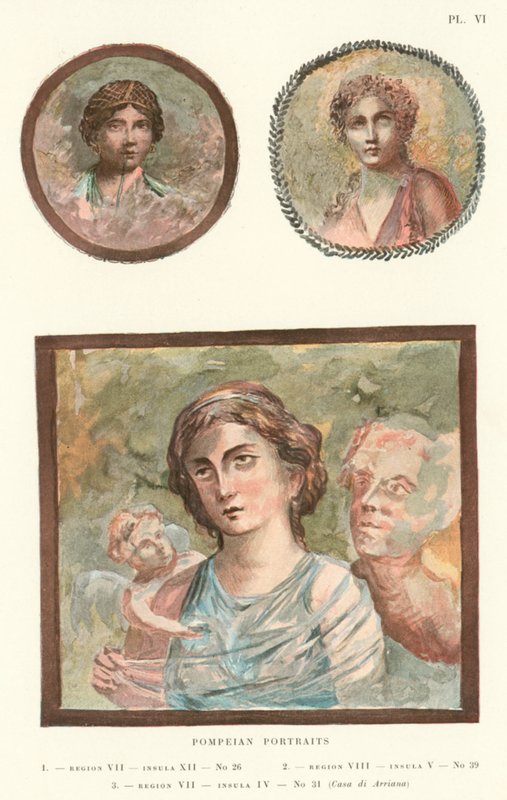 Pompeian muotokuvat (väri litho) tekijältä Pierre Gusman