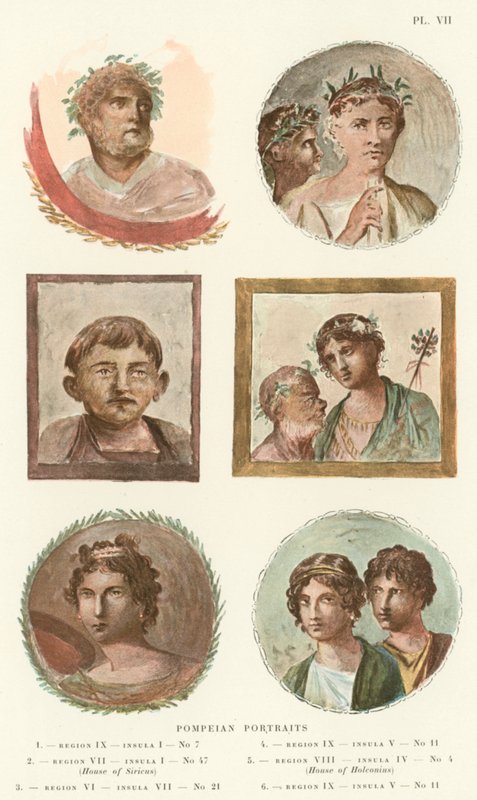 Pompeian muotokuvat (väri litho) tekijältä Pierre Gusman