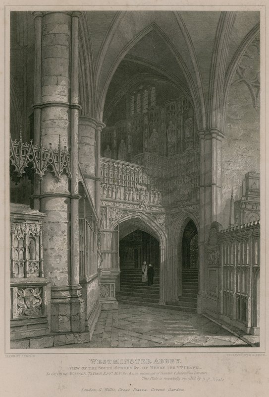 Näkymä Henrik V:n kappelin eteläisestä kuvaruudusta, Westminster Abbey (Westminsterin luostari) tekijältä Pieter Jansz. Quast