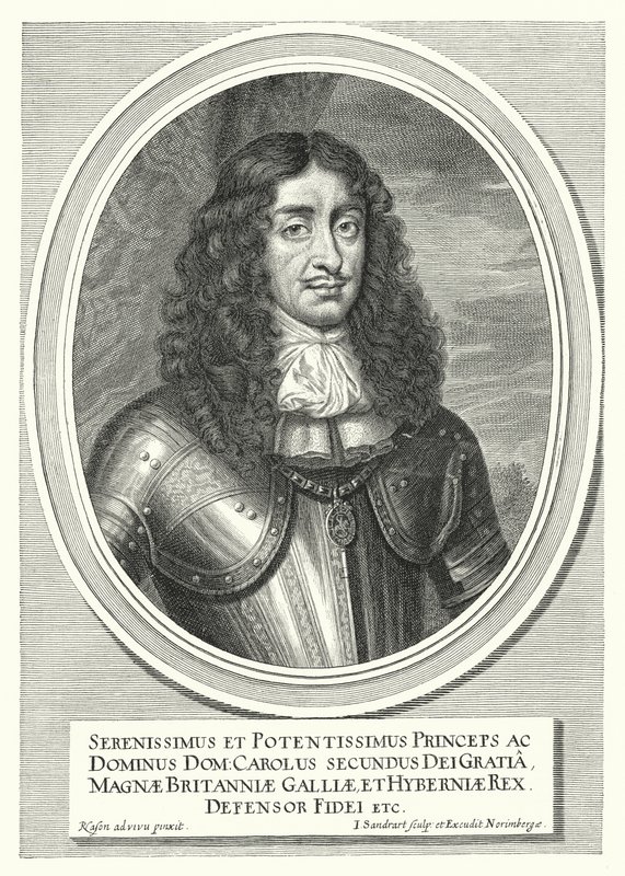 Charles II, Englannin, Skotlannin ja Irlannin kuningas (kaiverrus) tekijältä Pieter Nason