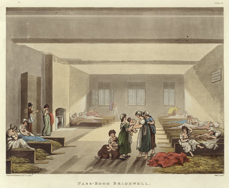 Kulkuhuone Bridewell tekijältä Pugin and Rowlandson