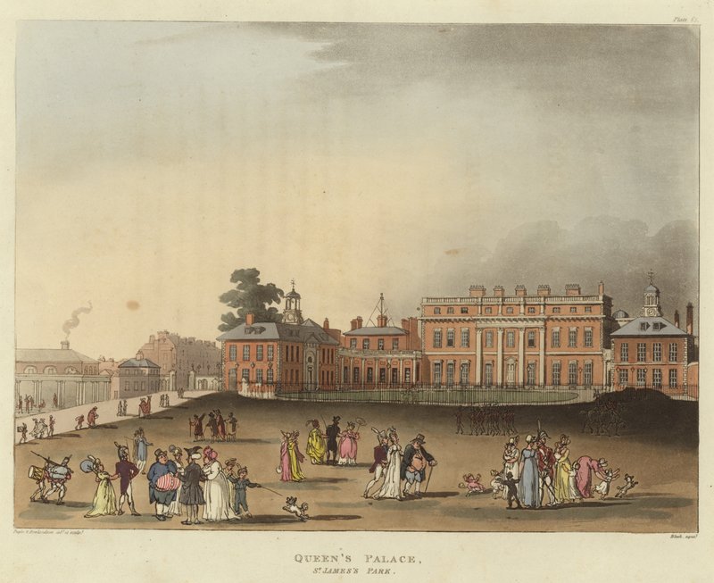 Kuningattaren palatsi tekijältä Pugin and Rowlandson