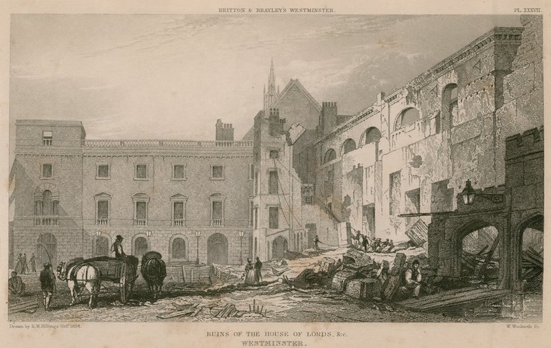 House of Lordsin rauniot, Westminster tekijältä R. W. Billings