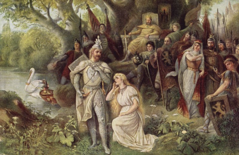 Kohtaus Richard Wagnerin oopperasta "Lohengrin" tekijältä Raimund Ritter Von Brennerstein Wichera