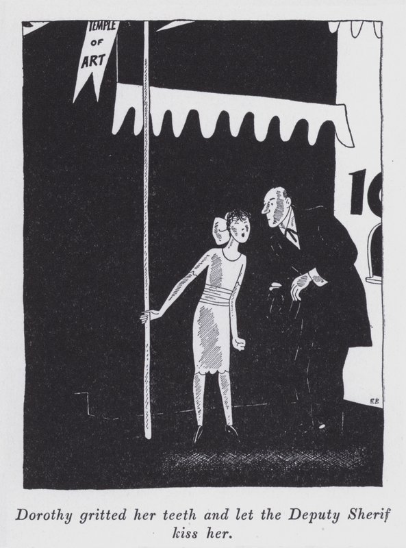 Kuvitus Anita Loosin (litho) kappaleeseen "Mutta herrat naimisiin brunettien kanssa" tekijältä Ralph Barton