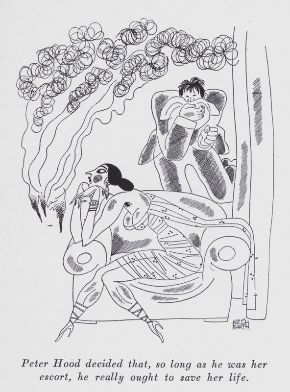 Kuvitus Anita Loosin (litho) kappaleeseen "Mutta herrat naimisiin brunettien kanssa" tekijältä Ralph Barton