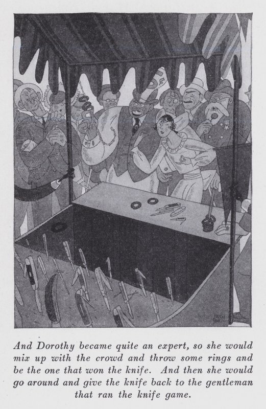 Kuvitus Anita Loosin (litho) kappaleeseen "Mutta herrat naimisiin brunettien kanssa" tekijältä Ralph Barton