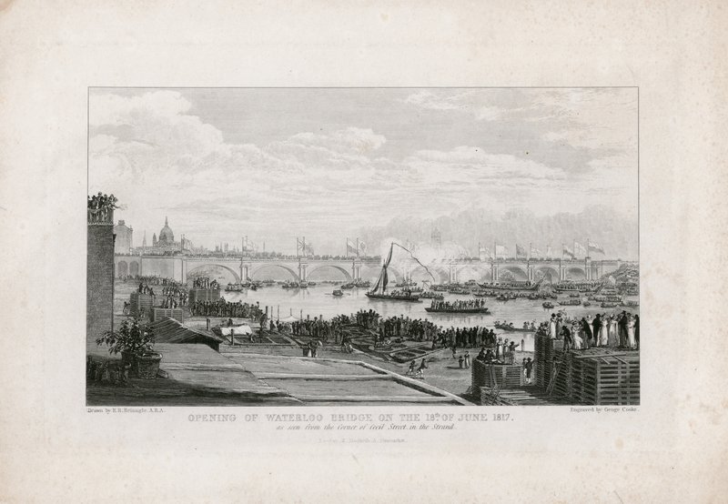 Waterloon silta, Lontoo, avajaiset 18. kesäkuuta 1817. tekijältä Ramsay Richard Reinagle