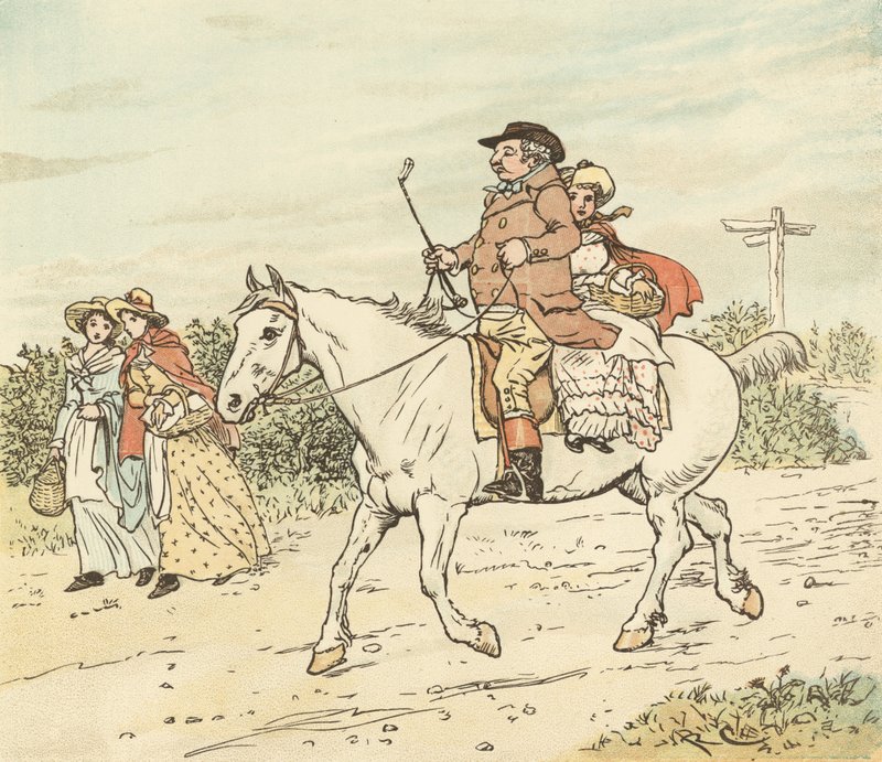 Maanviljelijä lähti harmaan tammansa selässä polkemaan tekijältä Randolph Caldecott