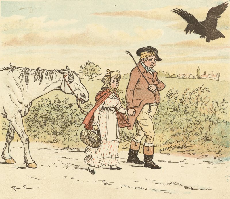 Maanviljelijä ravisi harmaata tammaaan tekijältä Randolph Caldecott